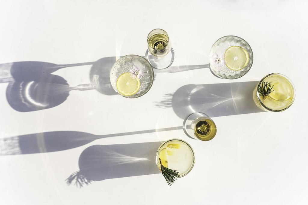 Silhouettes of Summer Drinks in Crystal and Glass, Horizontal