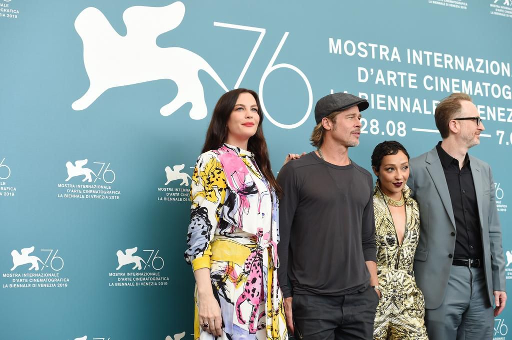 Liv Tyler, Brad Pitt, Ruth Negga and James Gray at an Ad Astra photocall during the Venice Film Festival on August 29, 2019.