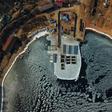 Captured whales and orcas are held in enclosures in Srednyaya Bay, eastern Russia