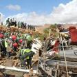 Moroccan rescuers search for bodies after floods overturned a bus on September 8 in the kingdom's southeast