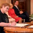 Australian Foreign Minister senator Marise Payne, shown at an oath taking ceremony in May, has warned foreign officials of the need to respect free speech