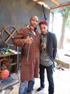 Paul Kihuha (also known as Protisa) with comedian Erick Omondi at his workshop.