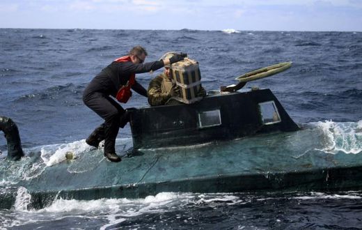 The US Coast Guard discovered about 5.4 tonnes of cocaine aboard a submarine off the Pacific coast of South America