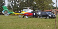 Chopper ferrying the body of Mastermind Tobacco tycoon Wilfred Murungi at Kiurani Primary School ahead of his burial