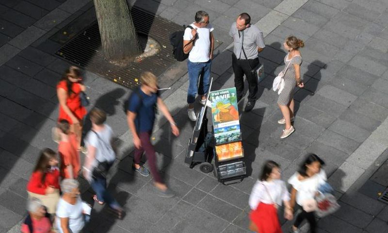 Jehovah's Witnesses display brochures in the French city of Nantes in 2018