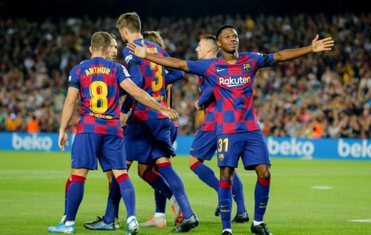 Ansu Fati, 16, scored his second goal of the season as Barcelona thrashed Valencia 5-2
