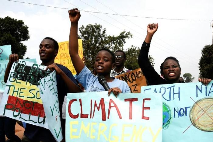 Young people took part in a march against climate change