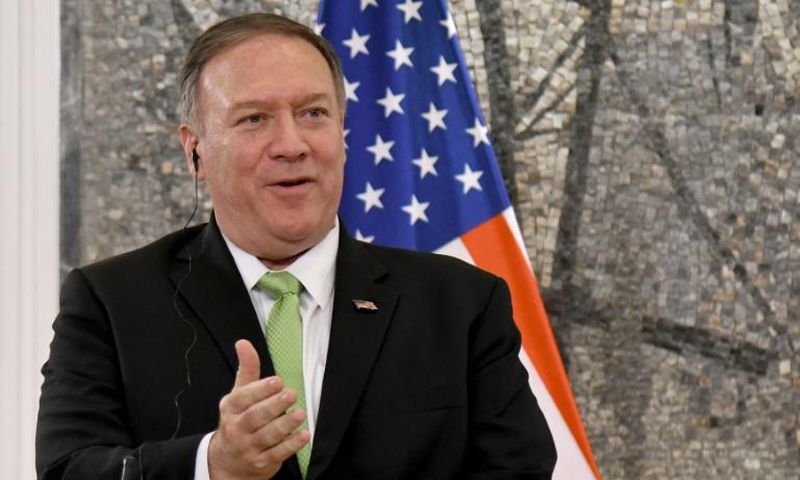 US Secretary of State Mike Pompeo (L) speaks during a joint press conference with Montenegro's Prime Minister after their meeting in Podgorica on October 4, 2019, as part of Pompeo's four-nation tour of Europe
