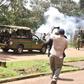 Police engaged in running battles, lobbing tear gas at protesters (Twitter)