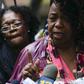 Eric Garner's mother Gwen Carr speaks to reporters in front of police headquarters in New York