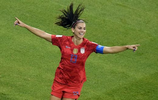 US forward Alex Morgan, seen here celebrating her World Cup semi-final goal against England, is out for the rest of the 2019 season