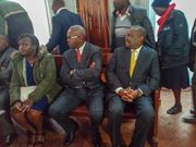 CS Henry Rotich, PS Kamau Thugge and PS Susan Koech at the Milimani law court