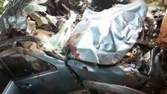 The mangled wreck of the vehicle which Murang'a Water CEC Paul Macharia was driving
