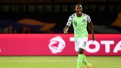 Odion Ighalo celebrates his goal for Nigeria against Tunisia in the Africa Cup of Nations third place play-off in Cairo Wednesday