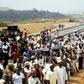 A file picture of the January 18, 1983 inauguration of part of Trans-Gabon Railway