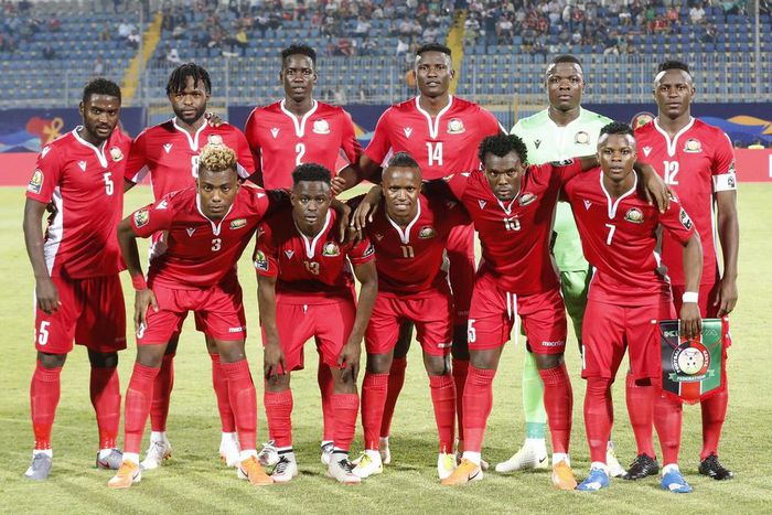 Harambee Stars starting 11 team. The government sponsored a luncheon for the whole team in Cairo following the match against Senegal