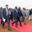 Raila Odinga arriving for the ground breaking ceremony of 1200 housing units by Unity Homes at Tatu City  on Friday