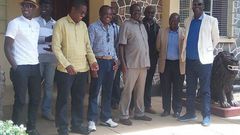 ODM leader Raila Odinga with some of the guests he hosted at his Opoda farm