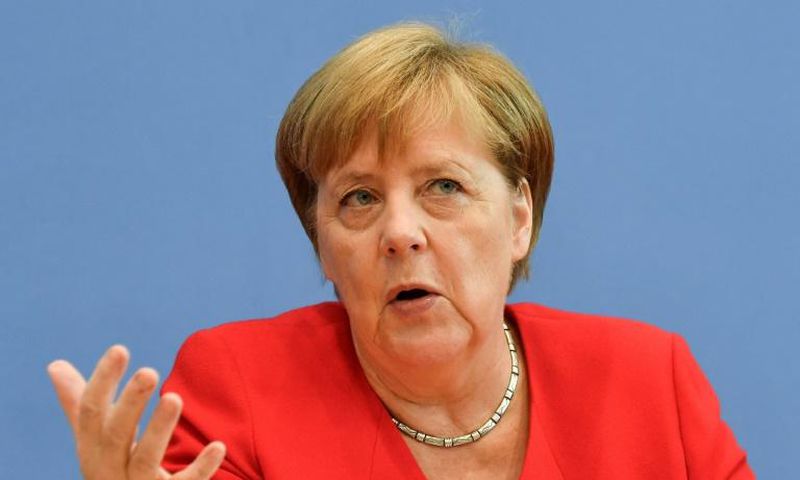 German Chancellor Angela Merkel rebuked Donald Trump's xenophobic tweets, saying that "people from different (origins) contributed to what makes the country great"