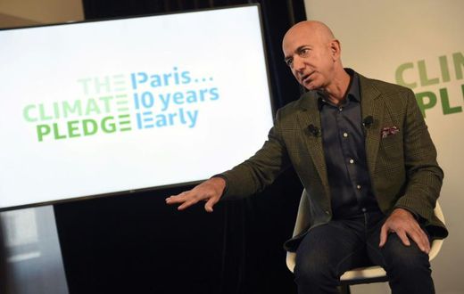 Amazon chief Jeff Bezos pledged the retail giant to reach its Paris climate accord goals 10 years early