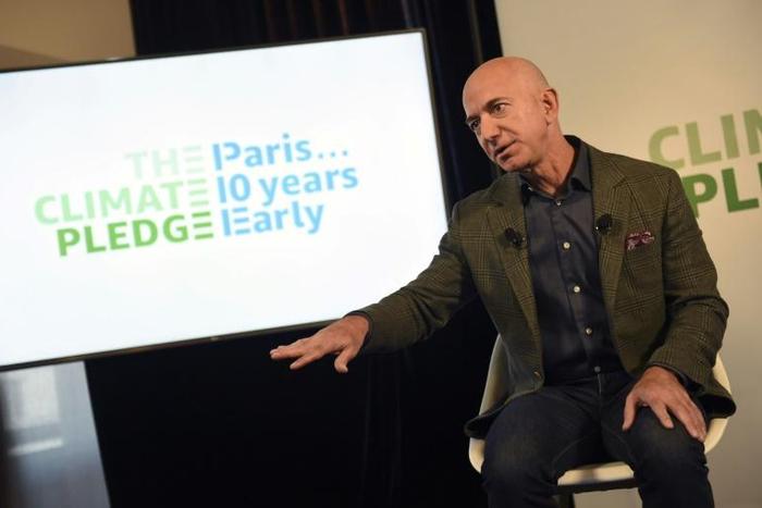 Amazon chief Jeff Bezos pledged the retail giant to reach its Paris climate accord goals 10 years early