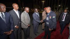 File image of President Uhuru Kenyatta at Jomo Kenyatta International Airport during a past foreign trip