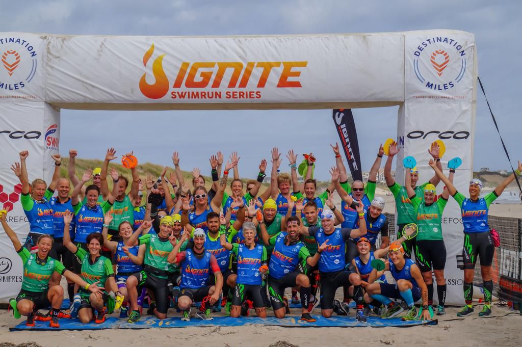 The Swim Run race "family" at the start of Ignite Rhode Island.