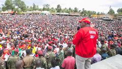 President Uhuru Kenyatta in Kisii on October 5, 2017. Peter Magara who was a member of Kisii professionals campaign lobby group was found dead outside his hotel room in Kisii on Saturday