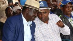 File image of Raila Odinga with Junet Mohamed. Junet has led MPs in declaring support for new currency notes with Jomo Kenyatta statue