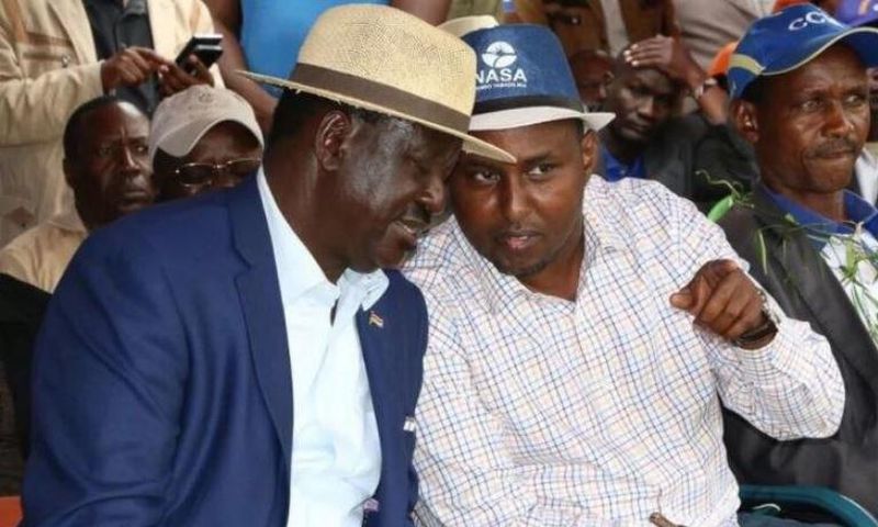 File image of Raila Odinga with Junet Mohamed. Junet has led MPs in declaring support for new currency notes with Jomo Kenyatta statue
