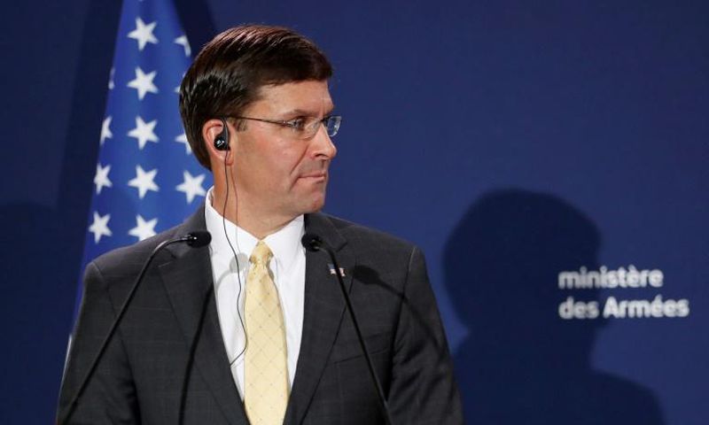 US Secretary of Defense Mark Esper, pictured here during a visit to France, says the US military is working with partners to address an attack on Saudi oil installations