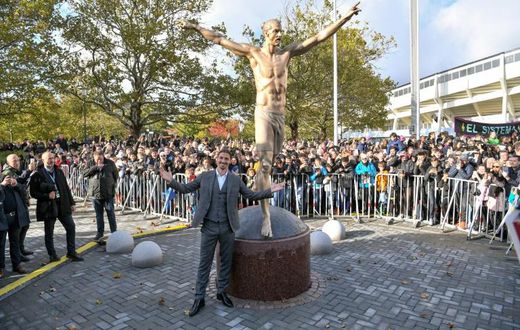 'The statue is the symbol that anything is possible,' said Zlatan Ibrahimovic as he unveiled a statue of himself in Malmo