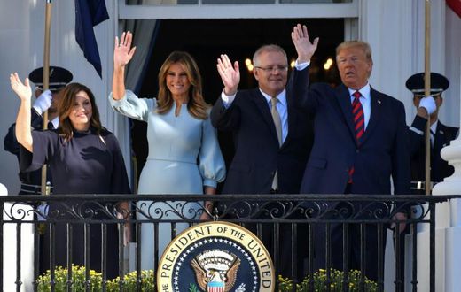 US President Donald Trump, Australian Prime Minister Scott Morrison and their wives meet for a lavish White House visit