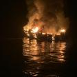 In this photo released by the Santa Barbara County Fire Department on September 2, 2019, the Conception burns off the coast of Santa Cruz Island, California