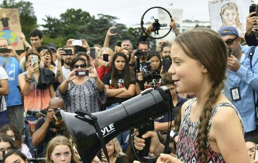 Swedish environment activist Greta Thunberg speaks at a climate protest outside the White House in Washington, DC on September 13, 2019