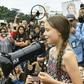 Swedish environment activist Greta Thunberg speaks at a climate protest outside the White House in Washington, DC on September 13, 2019