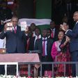 Preident Uhuru Kenyatta with CBK Governor Patrick Njoroge during the launch of new bank notes in Narok
