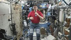 Nick Hague, shown here aboard the ISS conversing live with US actor Brad Pitt, had a close brush with death along with Russian cosmonaut Aleksey Ovchinin in October 2018