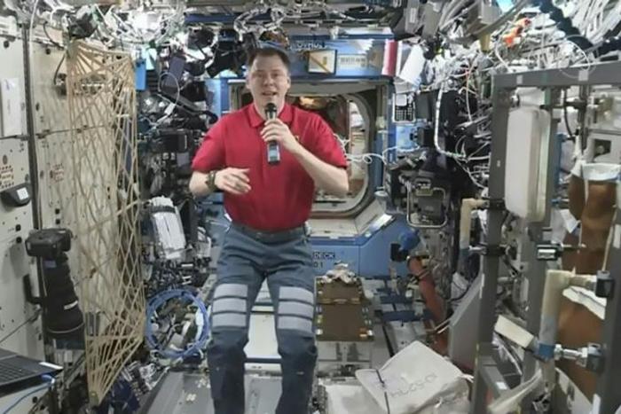 Nick Hague, shown here aboard the ISS conversing live with US actor Brad Pitt, had a close brush with death along with Russian cosmonaut Aleksey Ovchinin in October 2018