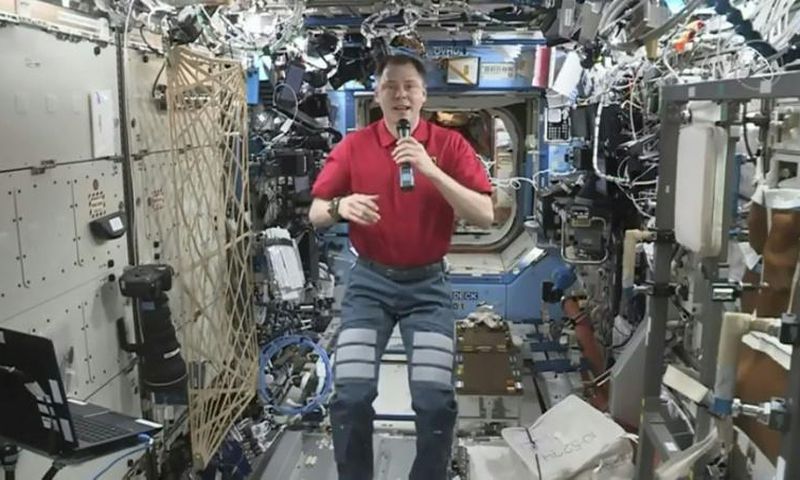 Nick Hague, shown here aboard the ISS conversing live with US actor Brad Pitt, had a close brush with death along with Russian cosmonaut Aleksey Ovchinin in October 2018