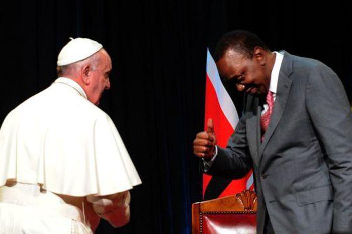 Pope Francis with President Uhuru Kenyatta