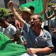 Algerians -- seen here carrying the national flag -- protested against the authorities for a nineteenth consecutive week on Friday