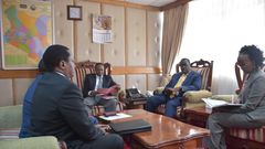 Dr Fred Matiang'i with PS Karanja Kibicho, BCLB Chairman Cyrus Maina, and CEO Liti Wambua