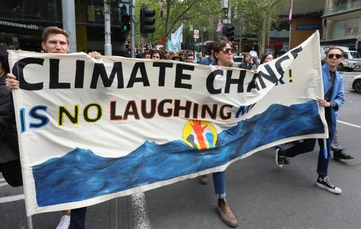 'We have tried petitions, lobbying and marches, and now time is running out.' Extinction Rebellion protesters in Melbourne, Australia.