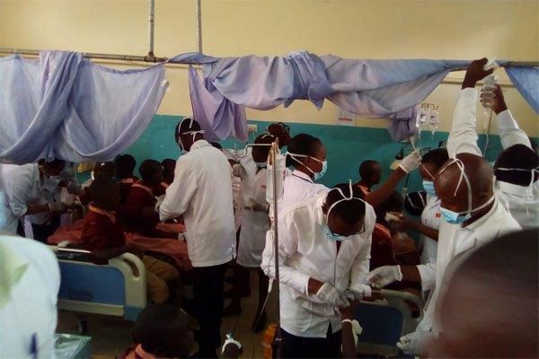Medics at Kitale County Hospital attending to Chetoto Primary School pupils (Nation)