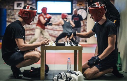 Chessboxers in training in Paris, converts to a sport born out of Enki Bilal's comic book 'Cold Equator'