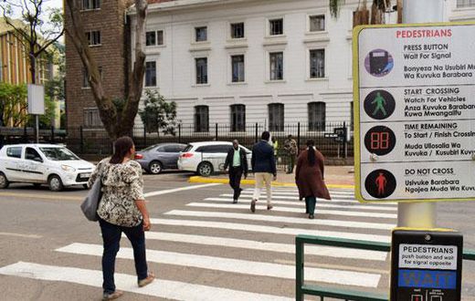 Digital zebra crossing near City Hall, Nairobi