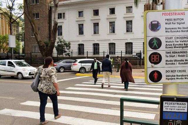 Digital zebra crossing near City Hall, Nairobi