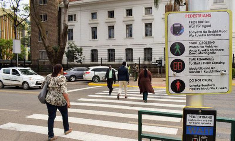 Digital zebra crossing near City Hall, Nairobi