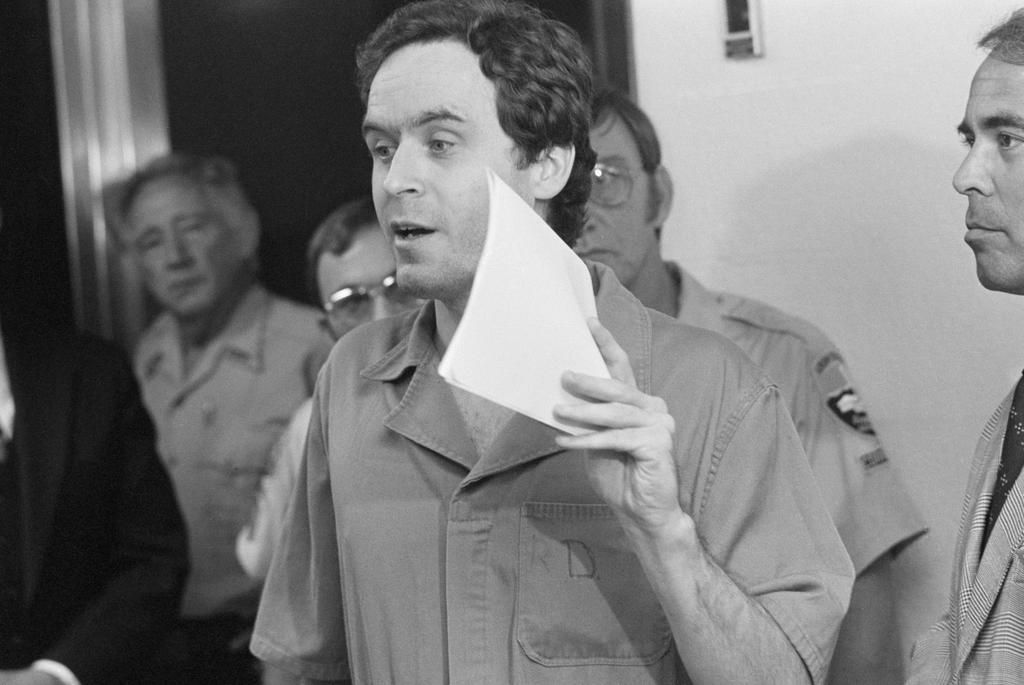 Ted Bundy, not looking at all remorseful, after being charged with the murders of two Florida State University students.